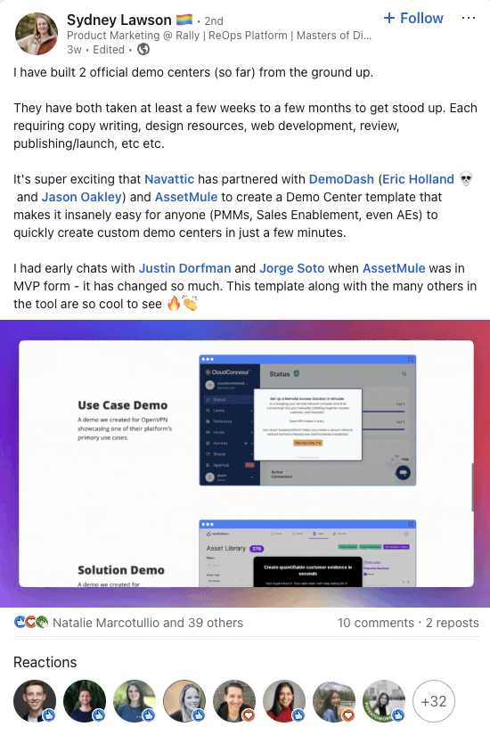 Sydney Lawson shares her thoughts on the DemoDash, Navattic, and Asset Mule channel marketing campaign